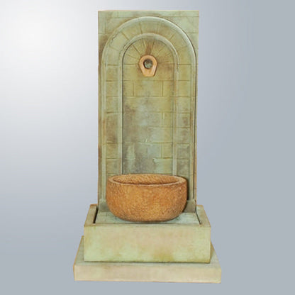 Mortaio Wall Fountain with water flowing