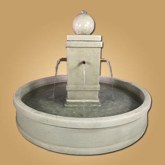 Napa Round Pond Fountain with Copper Spouts in a garden setting