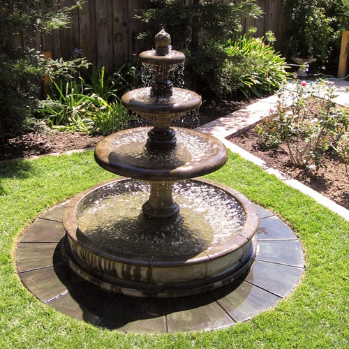Newcastle Three Tier Pond Fountain with water flowing