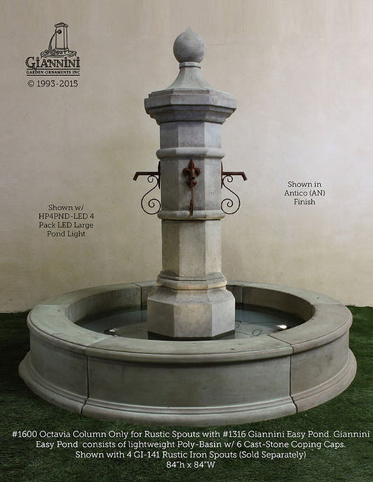 Octavia Outdoor Garden Fountain in Easy Pond with water flowing