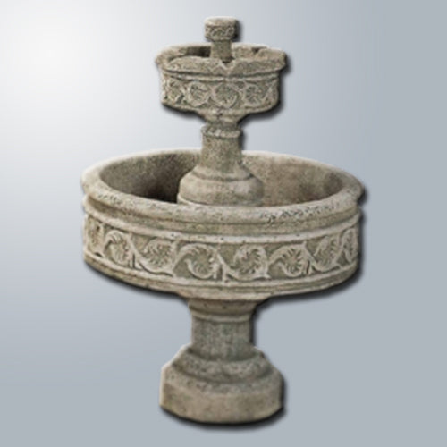 Paestum Two Tier Fountain in a garden setting