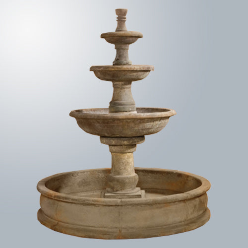 Pavana Three Tier Pond Fountain with water flowing