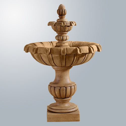 Petite Chateau Two Tier Fountain in a garden setting