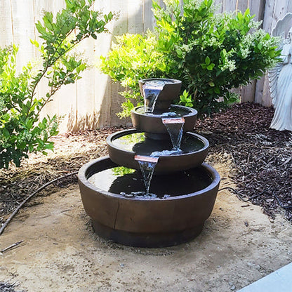 Piatti Fountain outdoor water feature with tiered design