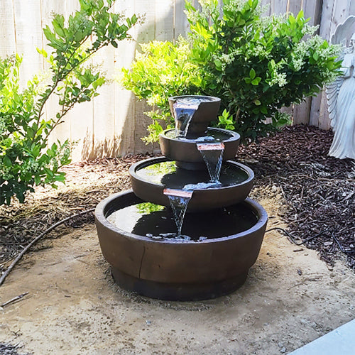 Piatti Fountain outdoor water feature with tiered design