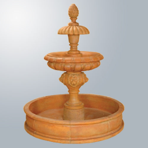 Piloni Two Tier Pond Fountain with water flowing