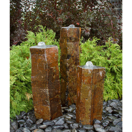 Polished Top Basalt Rock Column Fountain for outdoor garden or patio