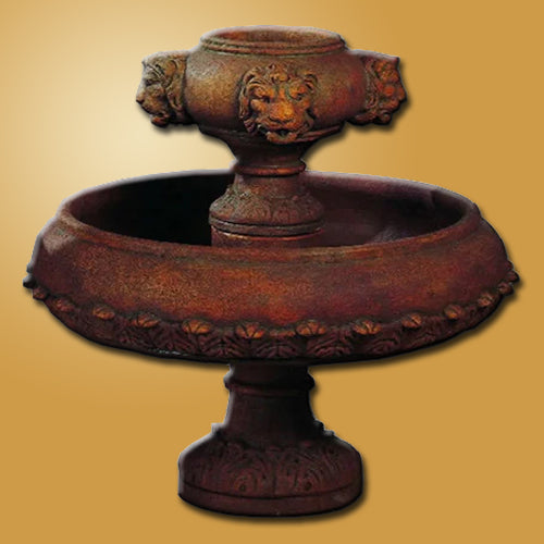 Positano Lion Garden Fountain with water flowing