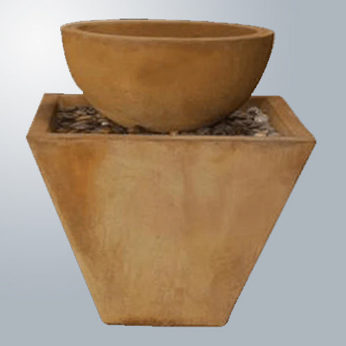 Prima Bowl Fountain outdoor water feature with tiered design and natural stone finish