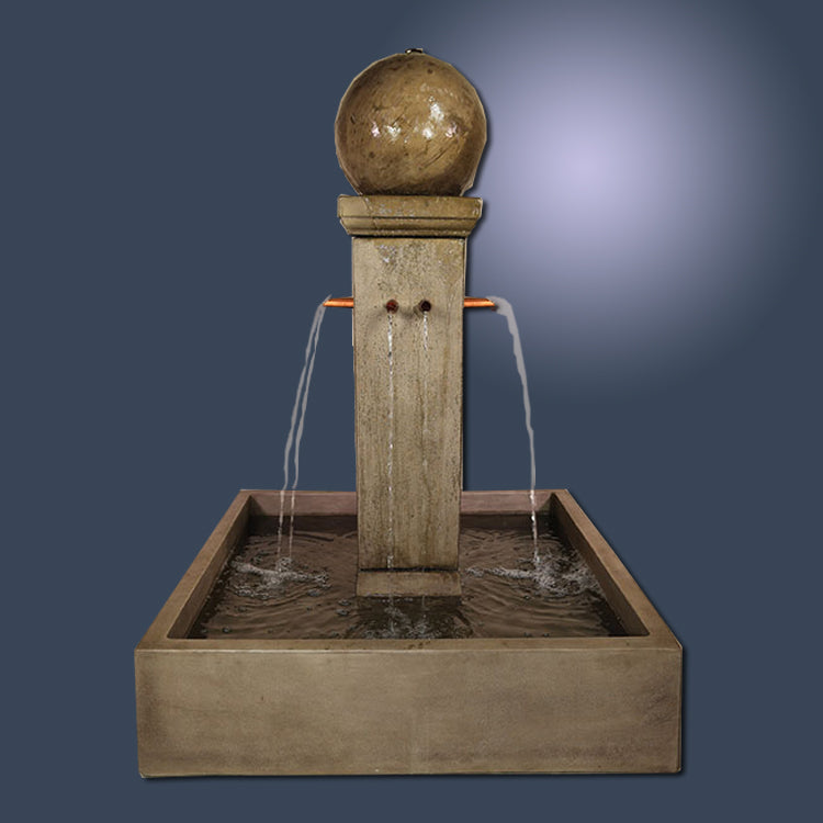 Quadrum Courtyard Fountain with Ball outdoor water feature