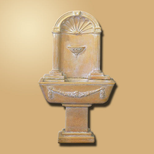Renaissance Wall Outdoor Fountain with water flowing