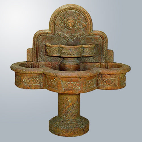 Ricco Deruta Wall Outdoor Water Fountain with Blue and Yellow Design
