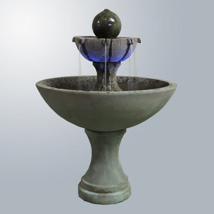 Ronde Two Tier Fountain in a garden setting