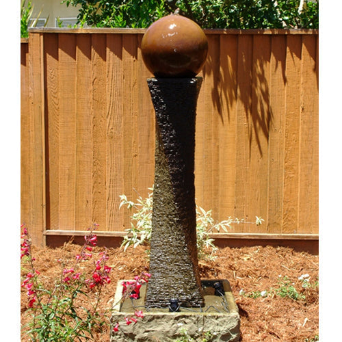 Rustic Twist Fountain With Ball outdoor water feature