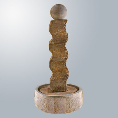 Rustic Wave Fountain With Ball outdoor water feature