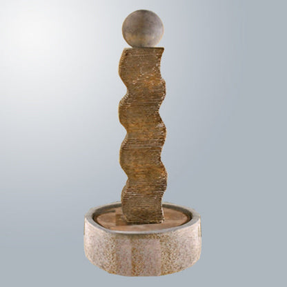 Rustic Wave Fountain With Ball outdoor water feature