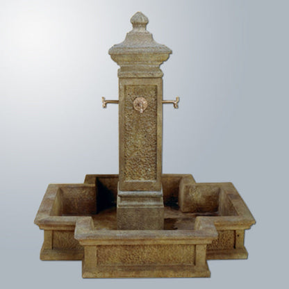 San Martino Outdoor Water Fountain for Spouts with detailed carvings and weathered finish