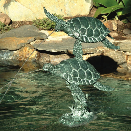 Brass Baron Sea Turtles Garden Pool Accent Sculpture