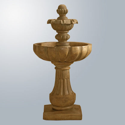 Serafina Two Tier Fountain outdoor water feature with decorative basin