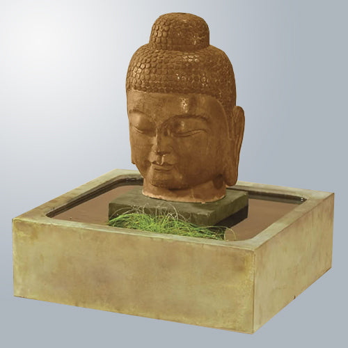 Serene Buddha Fountain with flowing water