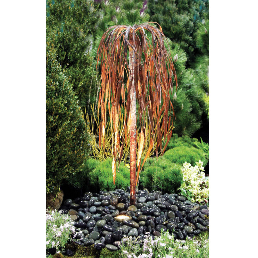 37 inch copper weeping willow garden fountain with water flowing