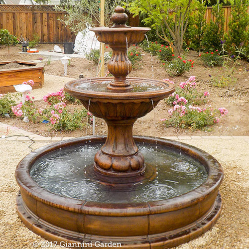 Sienna Pond Fountain with water flowing