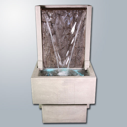Slate Fountain with Tall Base for Garden or Patio
