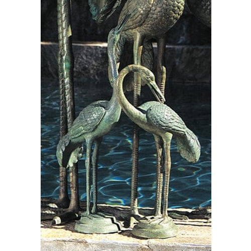 Brass Baron Small Crane Garden Pool Accent Sculpture