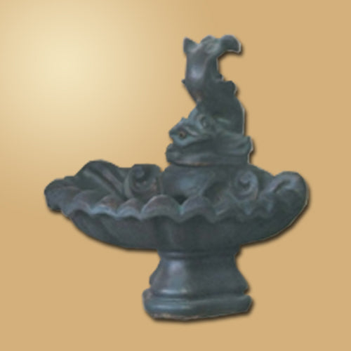 Small One Tier Fountain With Fish in a garden setting