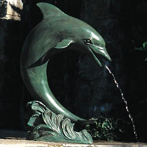 Brass Baron Small Single Dolphin Garden Pool Accent Sculpture