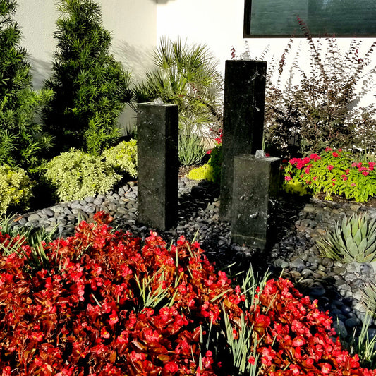 Smooth Black Granite Triple Stone Fountain