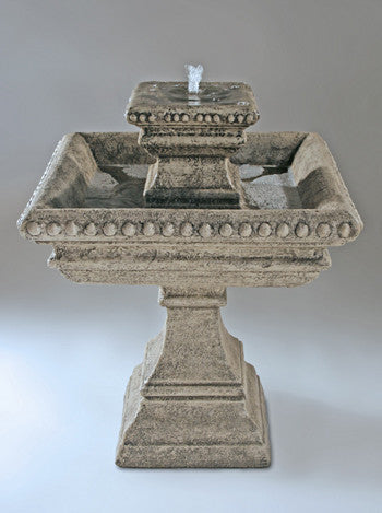 Square Antiqua Garden Fountain with water flowing