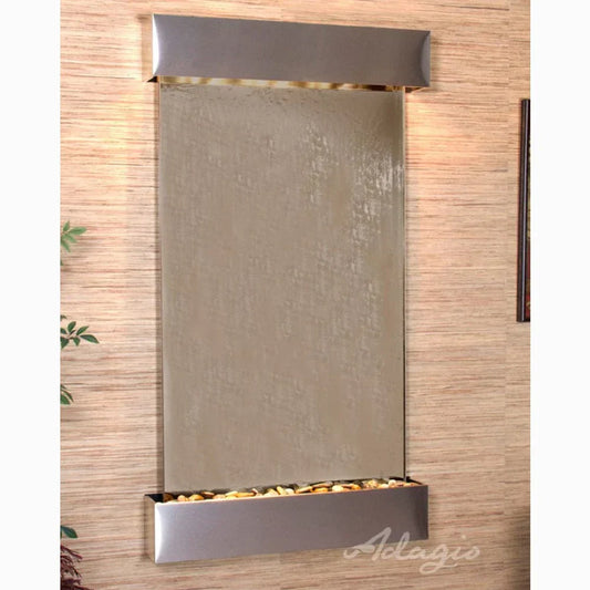Summit Falls Wall Fountain with natural stone and LED lighting