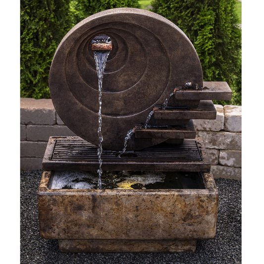 Sun Dance Fountain with water flowing