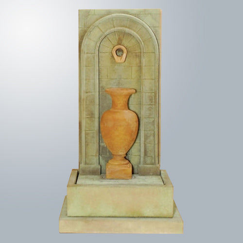 Tall Etruria Urn Wall Fountain with water flowing