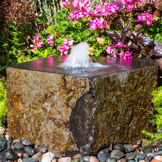 Tamaishi Stone Garden Fountain with water flowing