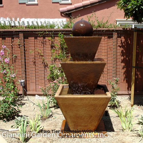 Three Tier Fountain With Ball outdoor water feature