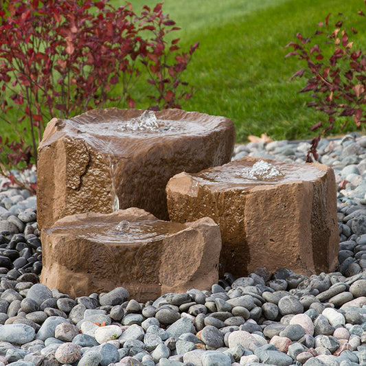 Triple Falls Garden Stone Fountain with water flowing
