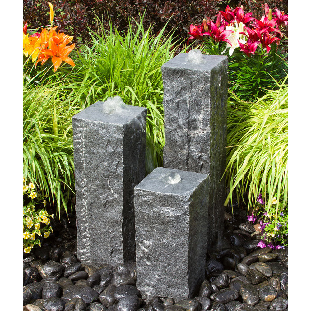 Triple Raw Cut Granite Stone Fountain