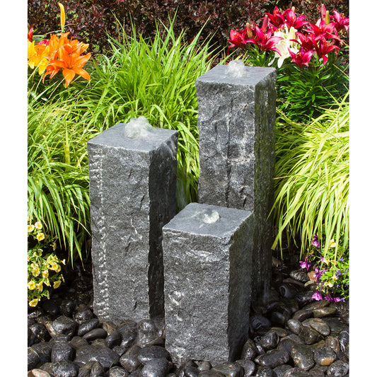 Triple Raw Cut Granite Stone Fountain