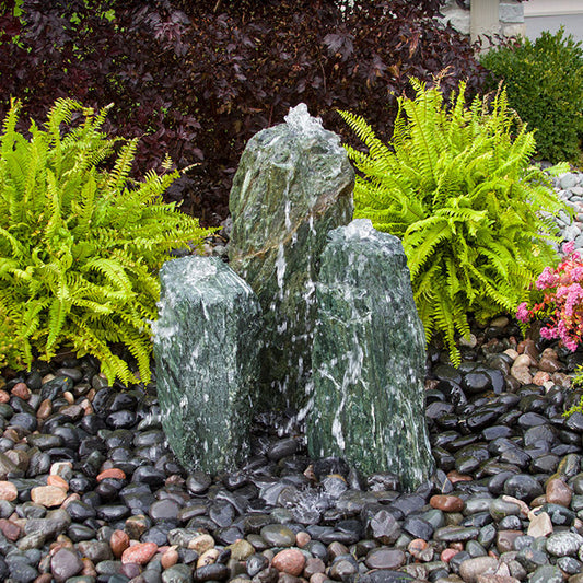 Triple Sea Green Chiseled Stone Fountain