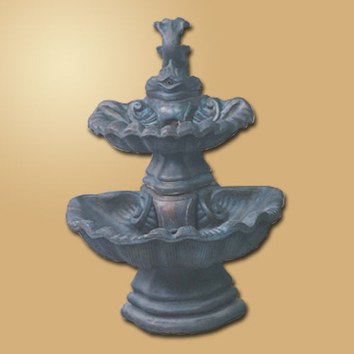 Two Tier Shell Fountain With Fish outdoor water feature