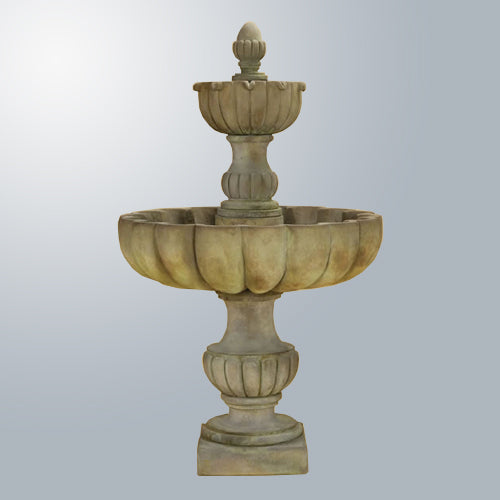 Urbino Grande Tall Two Tier Fountain in a garden setting