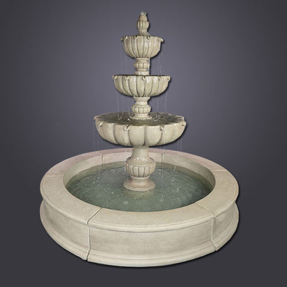 Urbino Grande Three Tier Easy Pond Fountain in a garden setting