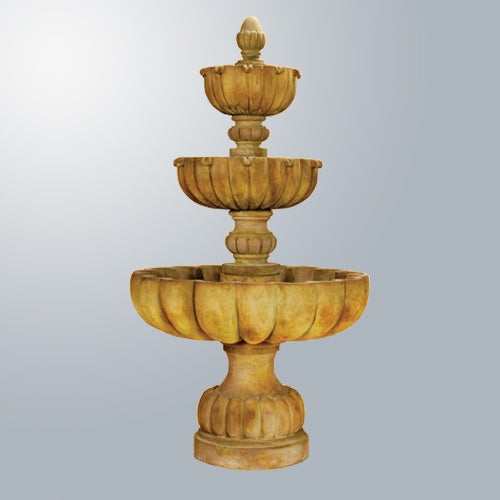 Urbino Grande Three Tier Fountain in a garden setting