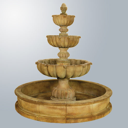 Urbino Grande Three Tier Pond Fountain in a garden setting
