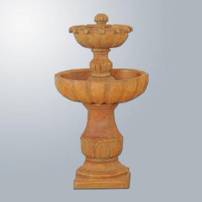 Urbino Tall Two Tier Fountain in a garden setting