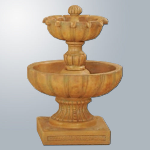 Urbino Two Tier Fountain in a garden setting