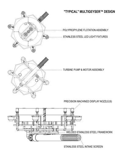 Vertex Multi Geyser Floating Pond Fountain