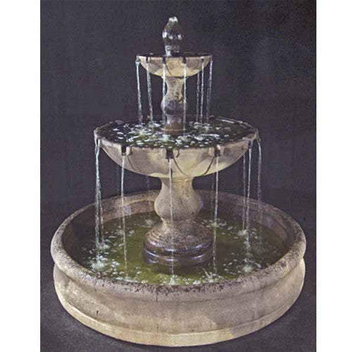 Vicenza Tiered Outdoor Fountain with Basin in a garden setting